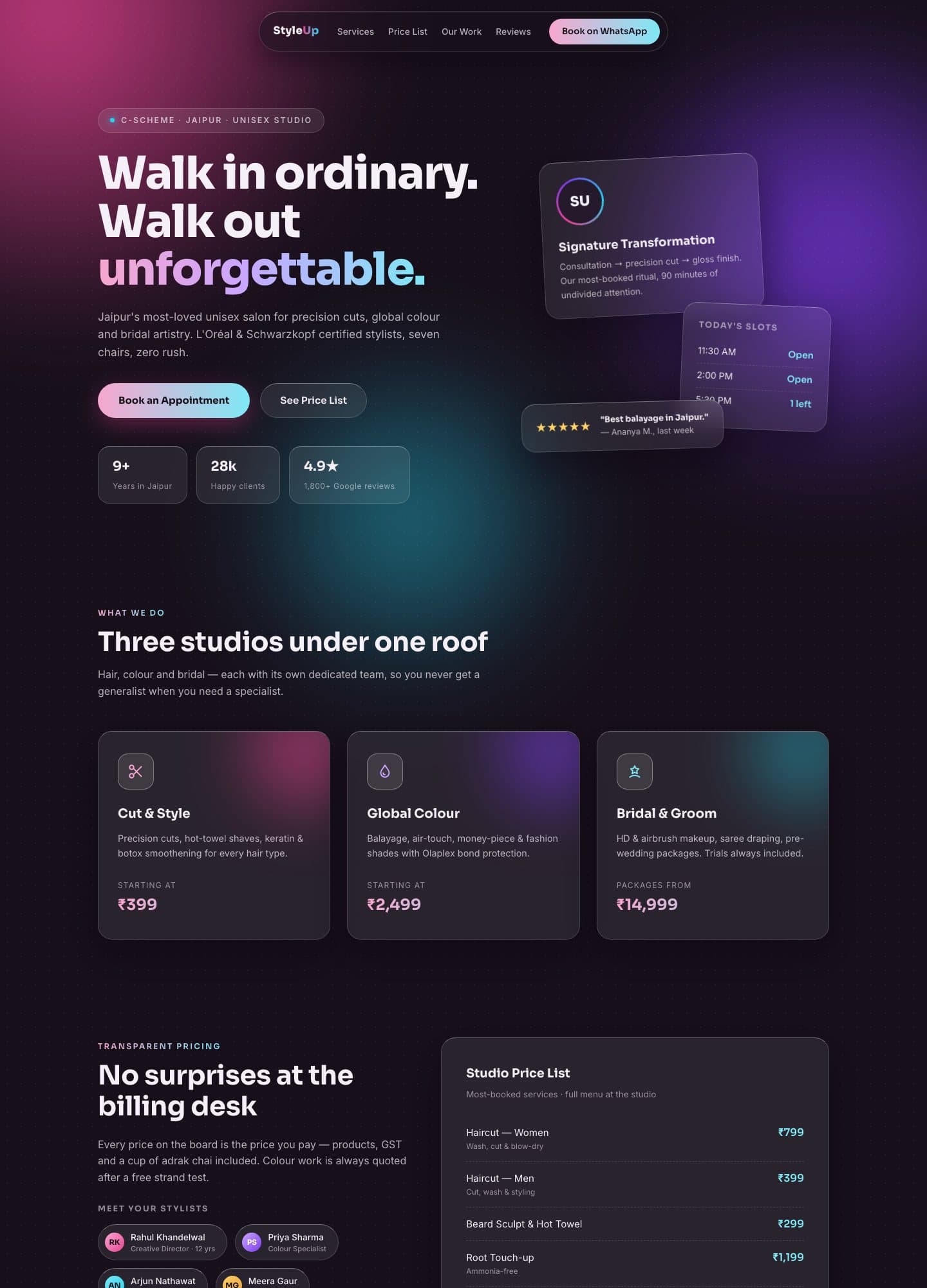 Style Up Salon — live website
